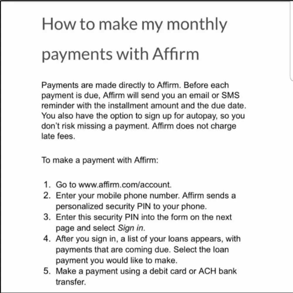 Affirm info for purchases over $200